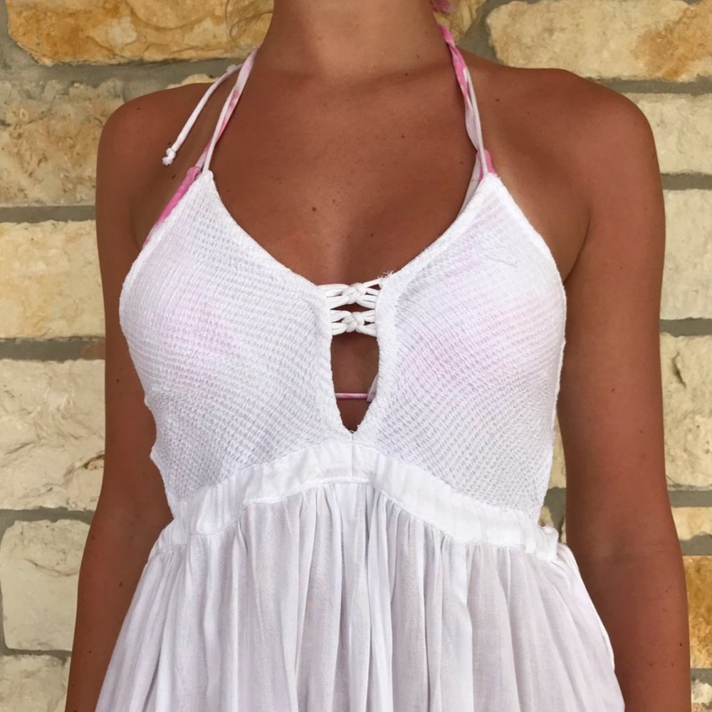 NWT Bohome white crochet cut out halter dress - Picture 3 of 12